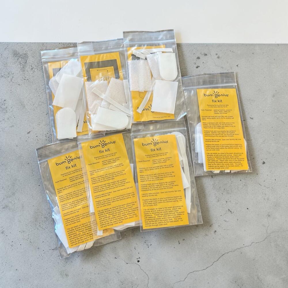 7 Bum Genius Cloth Diaper Fix Kits NEW Refresher Repair Supplies Elastic Hooks